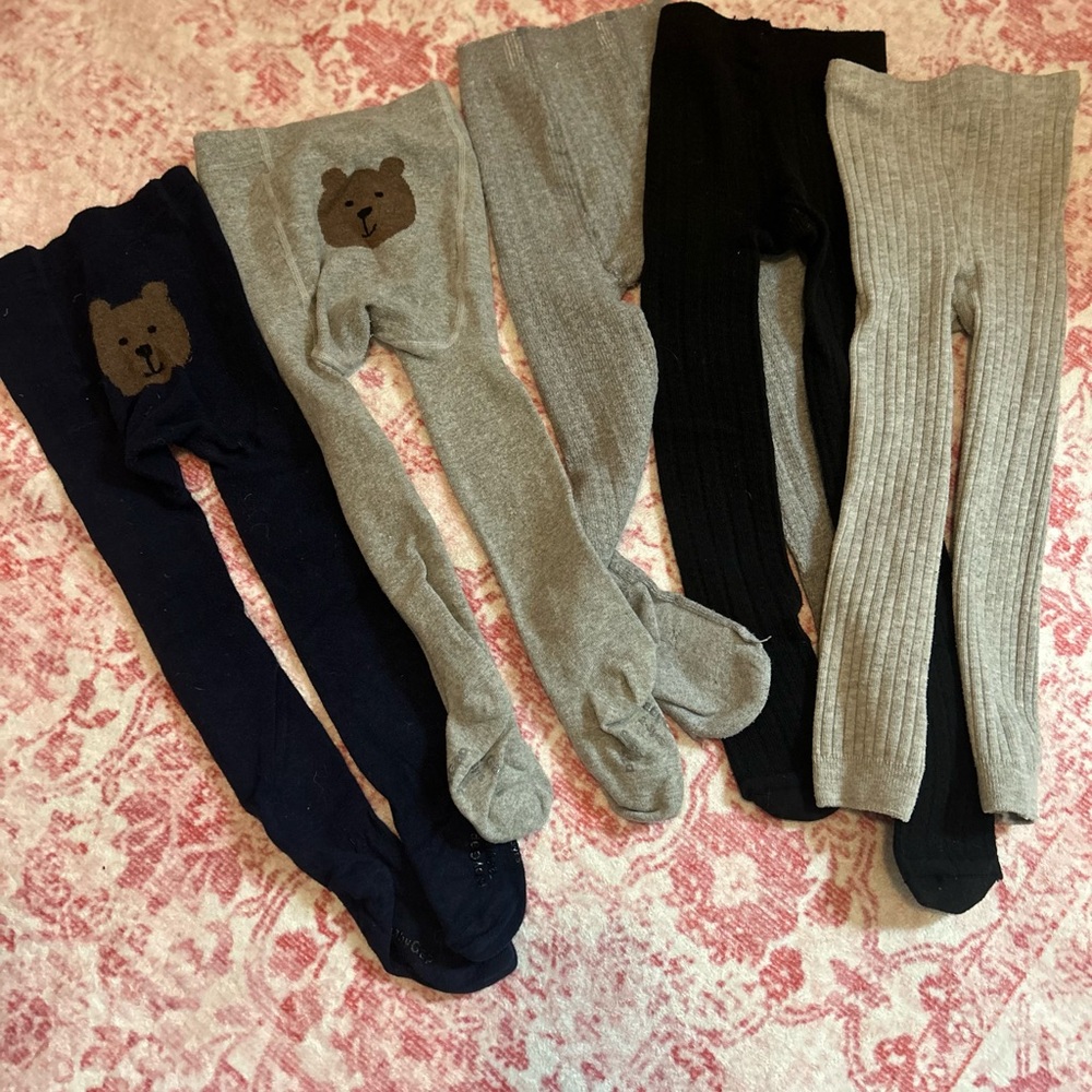 Gap kids Bear Pattern Tights - Black, Gray, Navy